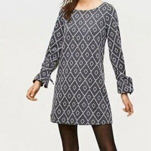 Retro Diamond Tie Cuff Sleeve Shift Mini